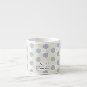 Tasse Expresso Motif des hexagones et cercles de lavande et de me