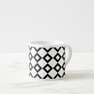Tasse Expresso Motif Diamant blanc et noir