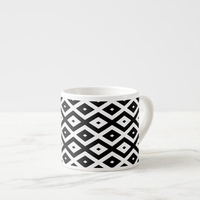 Tasse Expresso Motif diamant noir et blanc (Devant droit)