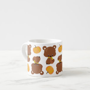 Tasse Expresso Motif D'Ours, Ours Mignons, Automne, Citrouille