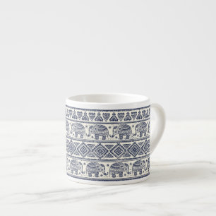 Tasse Expresso Motif ethnique bleu d'éléphant