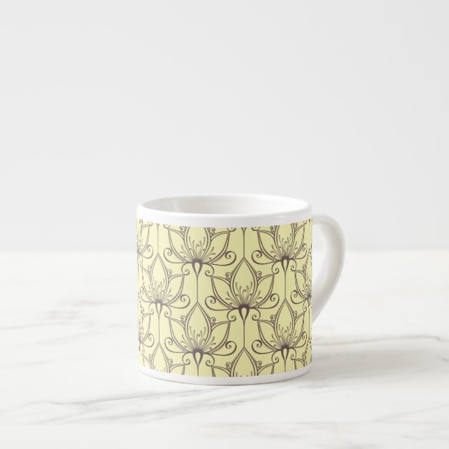 Tasse Expresso Motif floral à la crème (Devant droit)