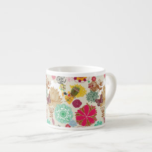 Tasse Expresso Motif floral dans le rétro style