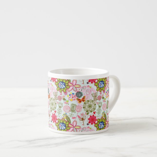 Tasse Expresso Motif floral dans le rétro style 2 (Devant droit)