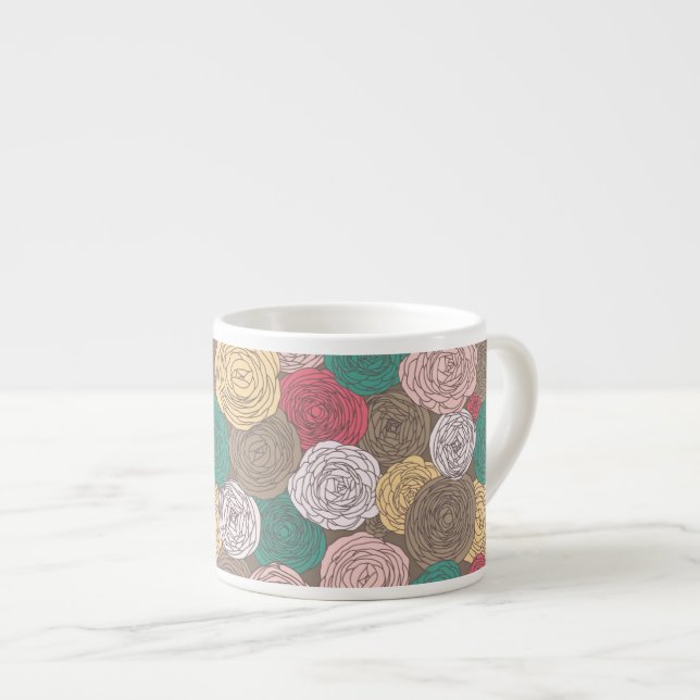 Tasse Expresso Motif floral élégant. Floral lumineux (Devant droit)