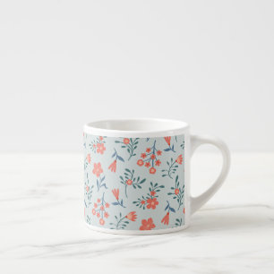 Tasse Expresso Motif floral Prairie de corail