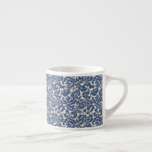 Tasse Expresso Motif floral vintage William Morris bleu blanc