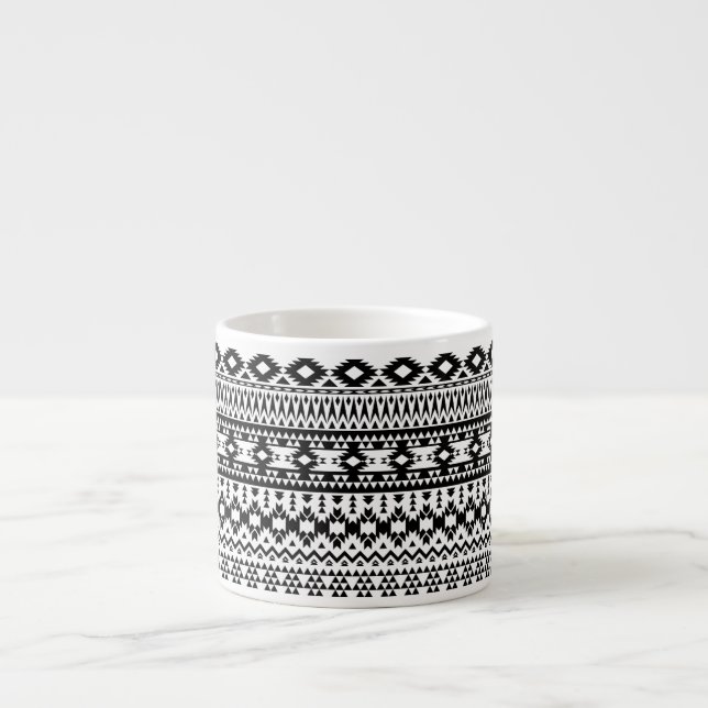 Tasse Expresso Motif géométrique Aztec noir et blanc (Devant)
