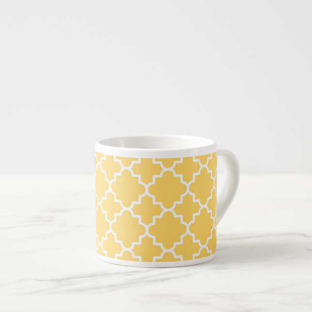 Tasse Expresso Motif jaune de Quatrefoil (Devant droit)