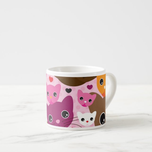 Tasse Expresso motif mignon d'arrière - plan de chat de chaton (Devant droit)