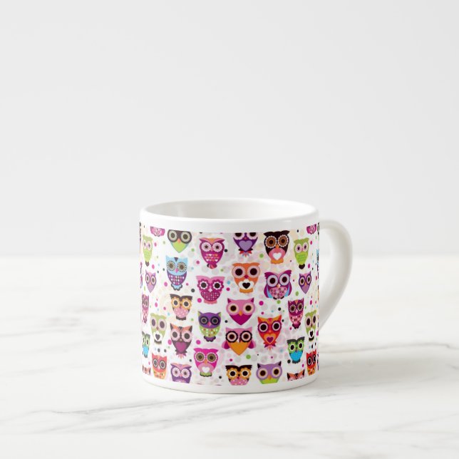Tasse Expresso Motif mignon d'arrière - plan de hibou pour des (Devant droit)