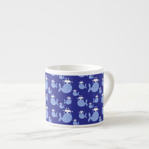 Tasse Expresso Motif mignon de baleine bleue de bande dessinée