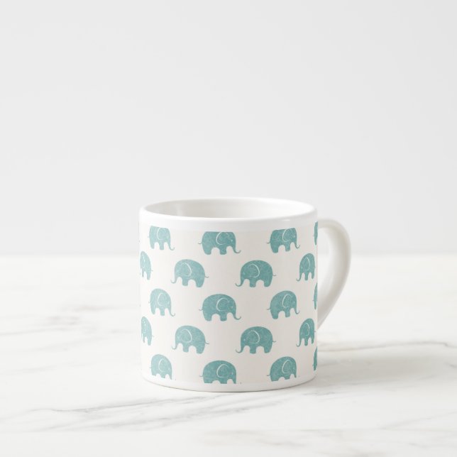 Tasse Expresso Motif mignon turquoise d'éléphant (Devant droit)