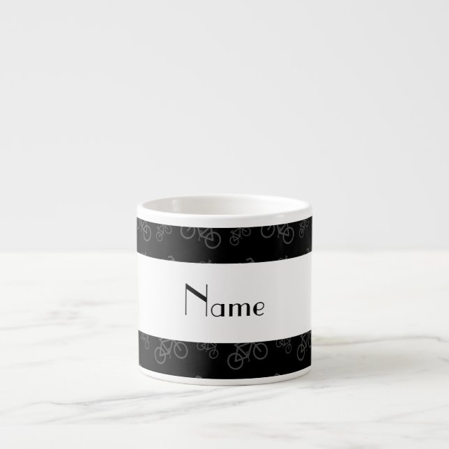 Tasse Expresso Motif noir nommé personnalisé de bicyclette (Devant)