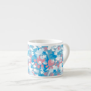 Tasse Expresso Motif rose et bleu de chien de camouflage