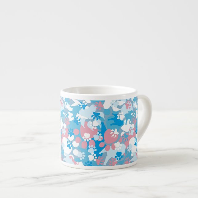 Tasse Expresso Motif rose et bleu de chien de camouflage (Devant droit)