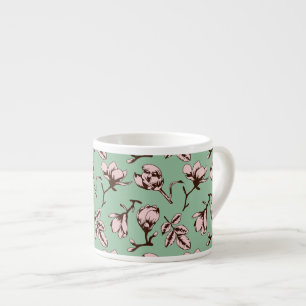 Tasse Expresso Motif sans couture avec bourgeons floraux des arbr