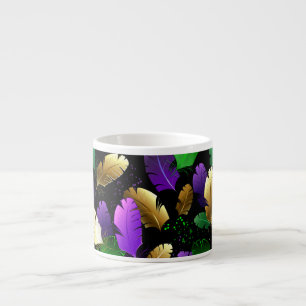 Tasse Expresso Motif sans couture avec des plumes de Mardi Gras