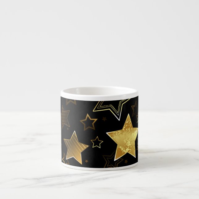 Tasse Expresso Motif sans couture avec étoiles d'or (Devant)