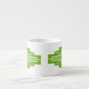 Tasse Expresso Motif Sunburst Art Déco en blanc et Lime Espres