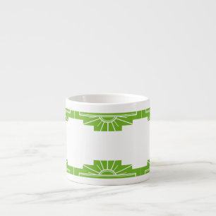 Tasse Expresso Motif Sunburst Art Déco en blanc et Lime Espres