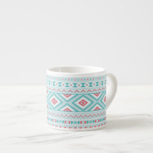 Tasse Expresso Motif tribal Aztec Turquoise et rose
