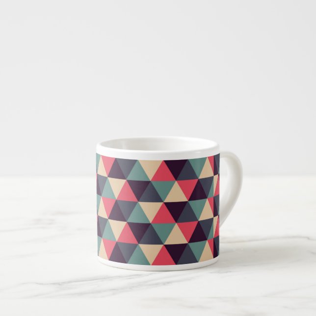 Tasse Expresso Motif turquoise et rose de triangle (Devant droit)