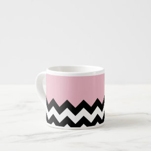 Tasse Expresso Motif Zigzag noir et blanc, Chevron, rose