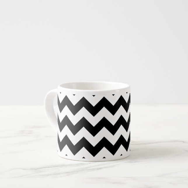 Tasse Expresso Motif Zigzag noir et blanc, Motif Chevron (Devant gauche)