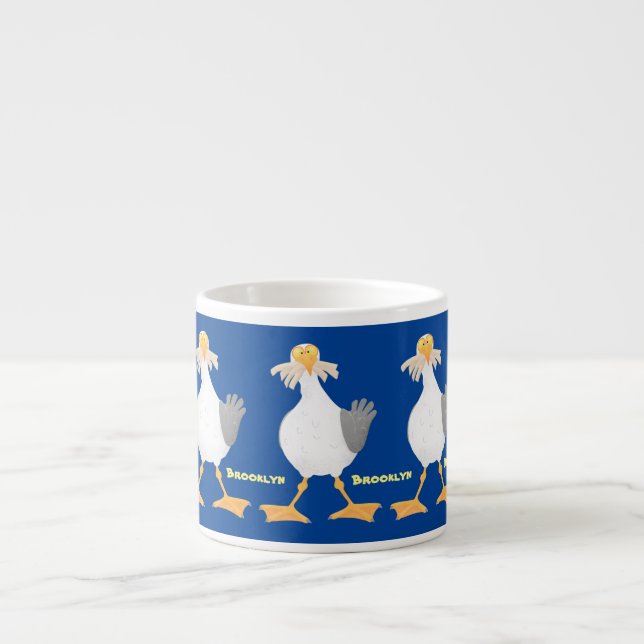 Tasse Expresso Mouette drôle avec frites dessin animé (Devant)