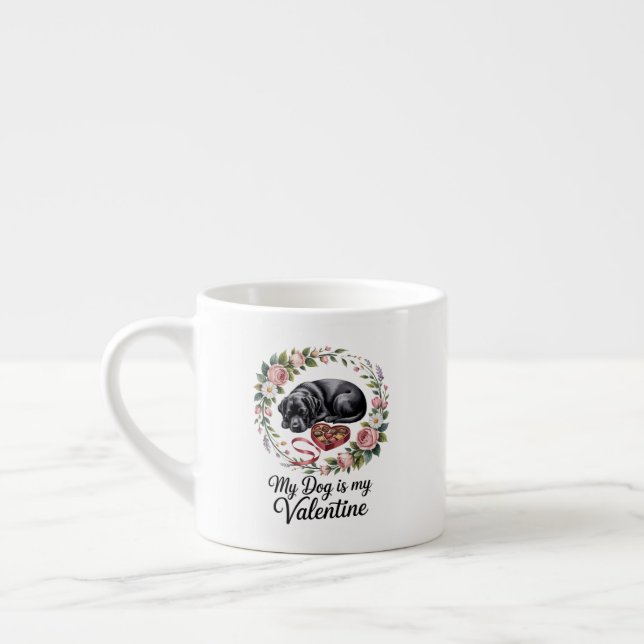 Tasse Expresso My Dog Is My Valentine Floral Puppy Lover Design (Gauche)