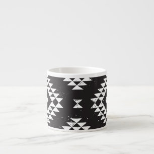 Tasse Expresso Navajo Géométrique : Tribal Blanc Noir.