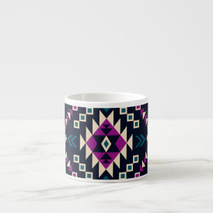 Tasse Expresso Navajo tribal foncé, géométrique vintage.