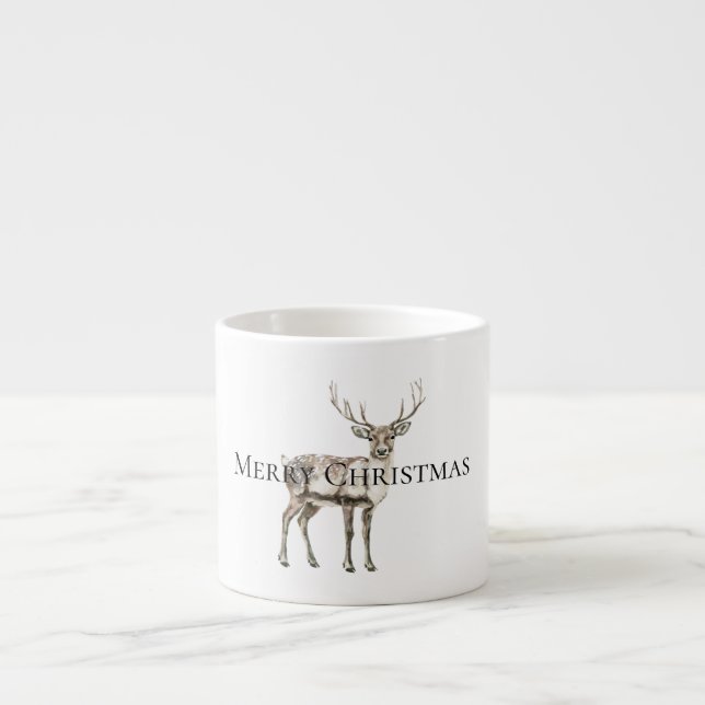 Tasse Expresso Noël Rustic Deer Personnalisé (Devant)