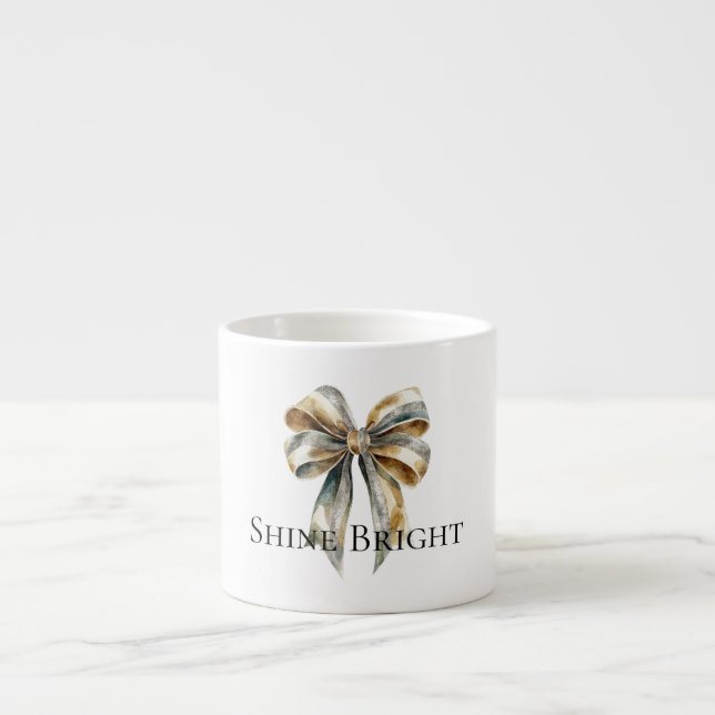 Tasse Expresso Noel Rustic Green Bow personnalisé (Devant)