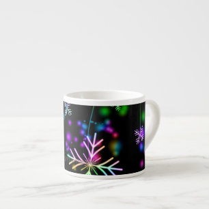 Tasse Expresso Noël tomber diverses couleurs néon flacons de neig