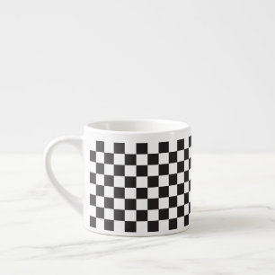 Tasse Expresso Noir Et Blanc Classique Rétro À damiers Motif