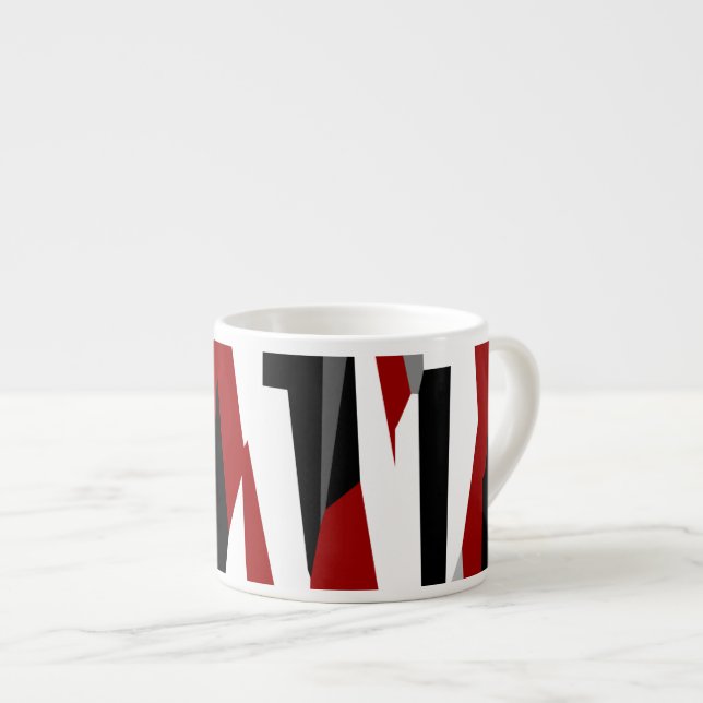 Tasse Expresso Noir rouge gris et blanc (Devant droit)