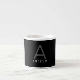 Tasse Expresso Nom classique Monogrammé Noir & Blanc