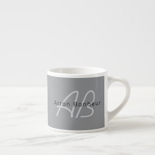 Tasse Expresso Nom ou salutation modifiable Gris noir et foncé