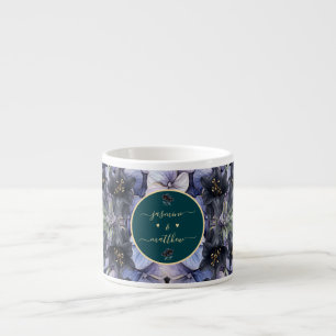 Tasse Expresso Noms de Couple de Mariage Floral Noir Classique Hu
