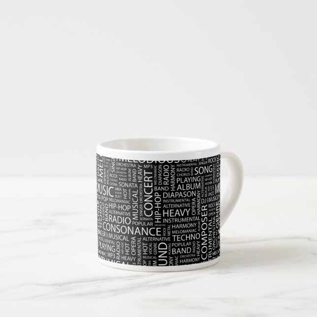 Tasse Expresso Nuage de mot de motif de MUSIQUE (Devant droit)