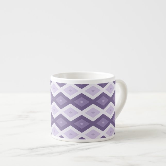 Tasse Expresso Nuances de lavande motif diamant (Devant droit)