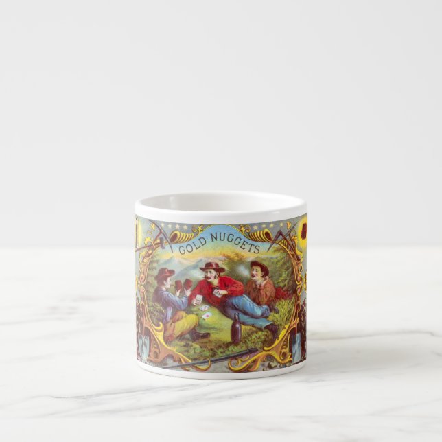 Tasse Expresso Nuggets d'or Antique Étiquette Cigar (Devant)