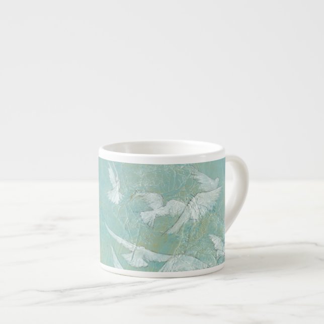 Tasse Expresso Oiseaux blancs à travers le ciel bleu (Devant droit)