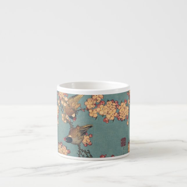 Tasse Expresso Oiseaux Fleurs Hokusai Art Japonais (Devant)