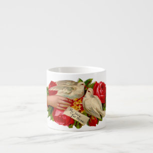 Tasse Expresso Oiseaux Vintage Amour Victorien Colombe Art Classi