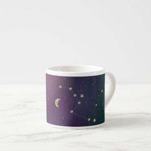 Tasse Expresso Ombre Constellation Galaxie violet Faux Or étoiles