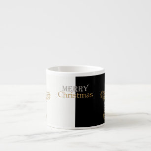 Tasse Expresso Or et argent Joyeux Noël étoile, noir et blanc