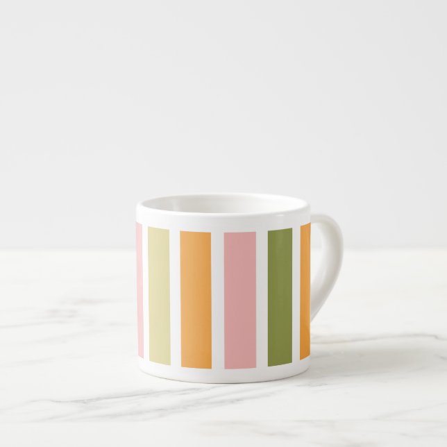 Tasse Expresso Or rose orange et rayures vertes (Devant droit)